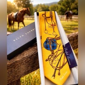 🎁🐎SUMMER 26’🐎🎁💯RALPH LAUREN PURPLE LABEL ICONIC EQUESTRIAN STIRRUP MONOGRAM TIE